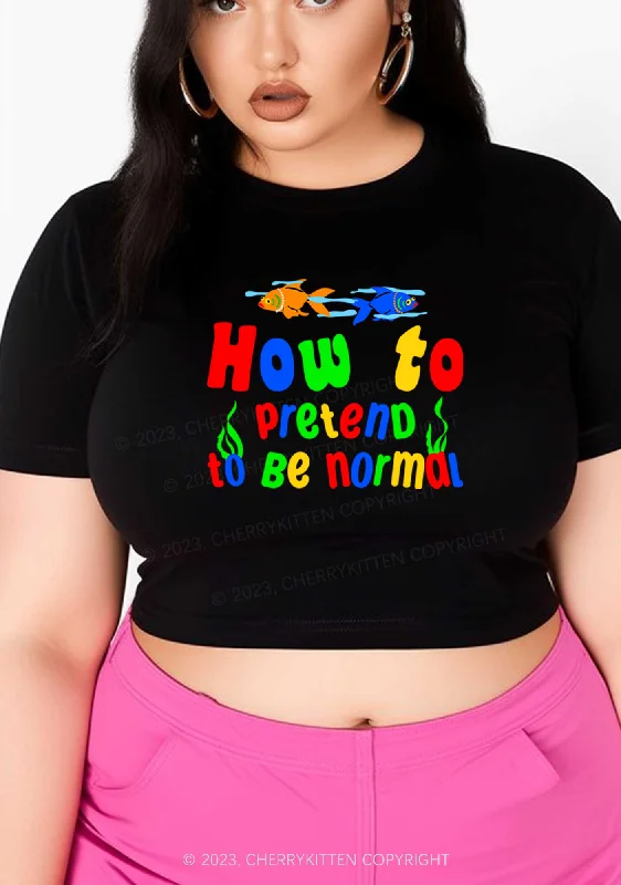 Curvy Pretend To Be Normal Y2K Baby Tee Cherrykitten