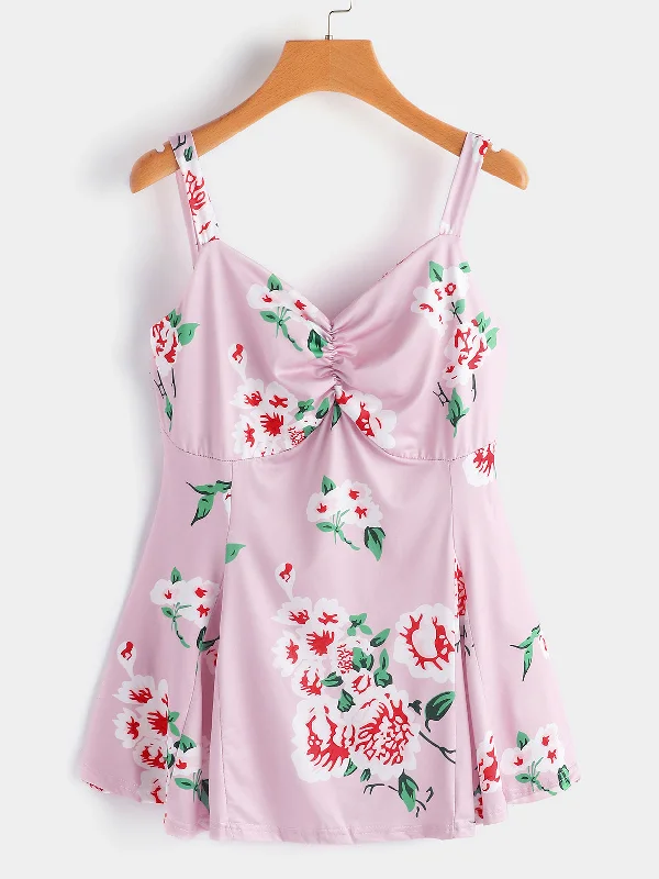 OEM ODM V-Neck Floral Print Sleeveless Plus Size Tops