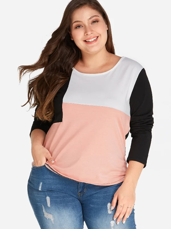 OEM ODM Round Neck Plain Long Sleeve High-Low Hem Plus Size Tops