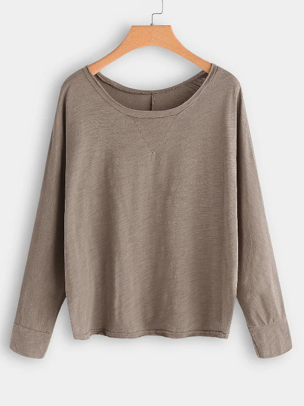 OEM ODM Round Neck Plain Long Sleeve Oversized Tops