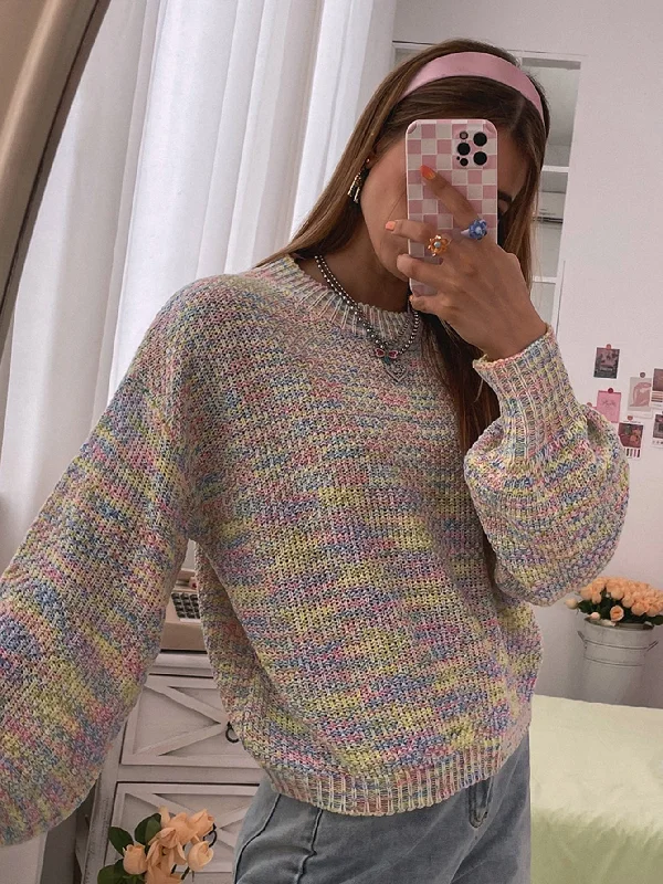 Casual Tie Dye Long Sleeve Round Neck Regular Women Sweater