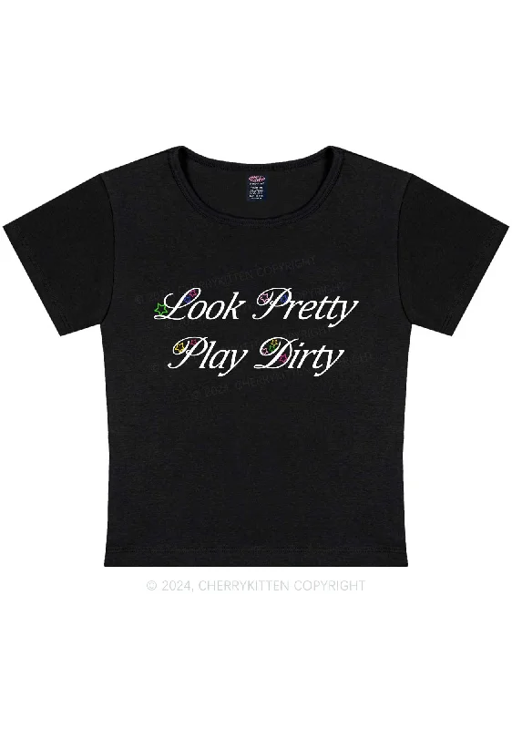 Look Pretty Play Dirty Y2K Baby Tee Cherrykitten