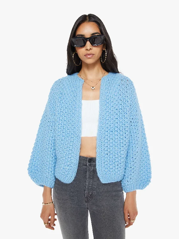 Maiami Alpaca Pearl Pattern Bomber Cardigan - Alaskan Blue