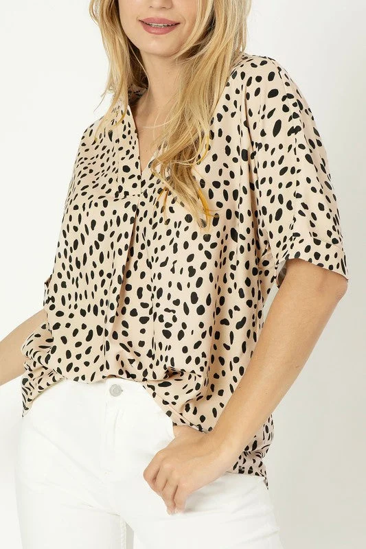 Leopard V neck blouse