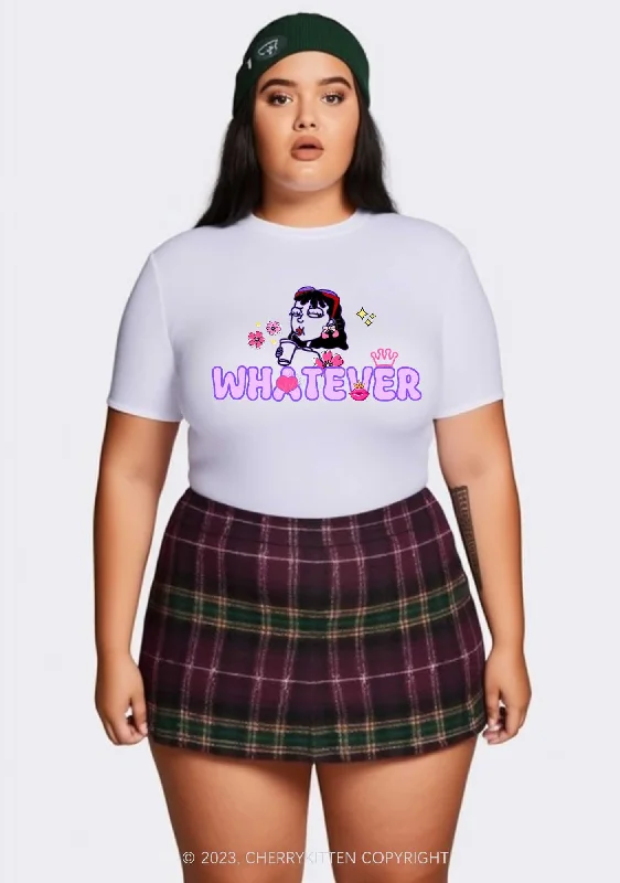 Curvy Whatever Crown Lip Print Y2K Baby Tee Cherrykitten