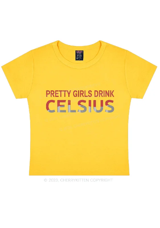 Pretty Girls Drink Celsius Y2K Baby Tee Cherrykitten