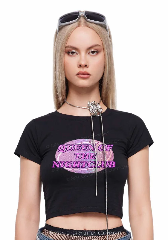 Queen Of Nightclub Y2K Baby Tee Cherrykitten