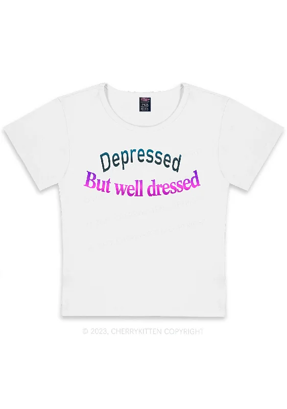 Curvy Depressed But Well Dressed Y2K Baby Tee Cherrykitten