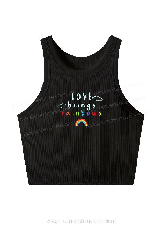 Love Brings Rainbows Y2K Crop Tank Top Cherrykitten