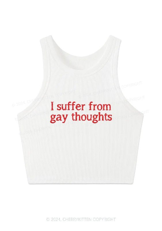 Suffer From Gay Thoughts Y2K Crop Tank Top Cherrykitten