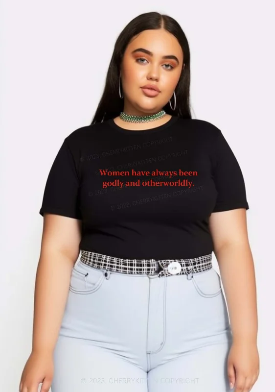 Curvy Godly and Otherworldly Women Y2K Baby Tee Cherrykitten