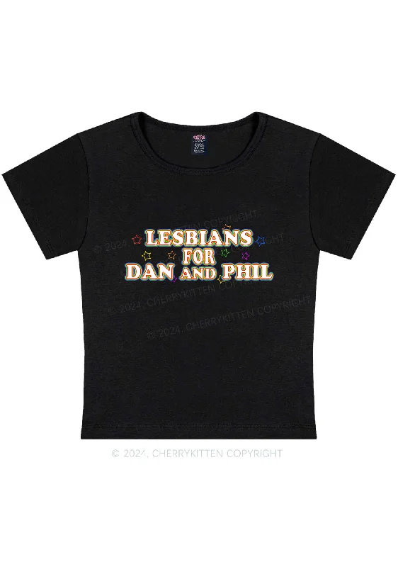 Lesbians For Dan Y2K Baby Tee Cherrykitten