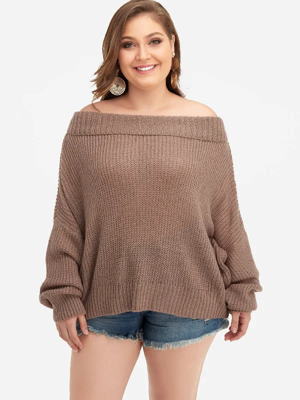 OEM ODM Off The Shoulder Plain Long Sleeve Plus Size Tops