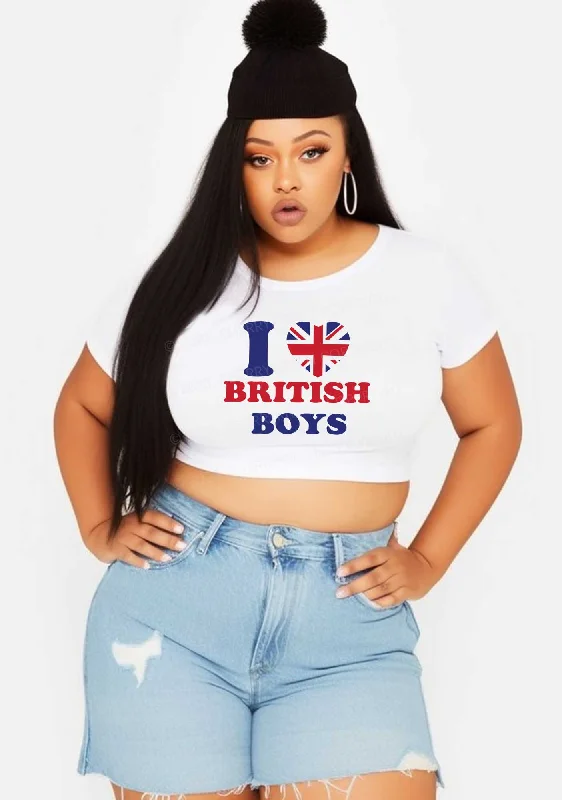 Curvy I Love British Boys Y2K Baby Tee Cherrykitten