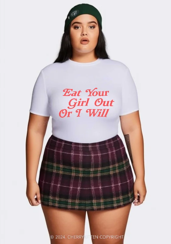 Curvy Eat Your Girl Out Y2K Baby Tee Cherrykitten