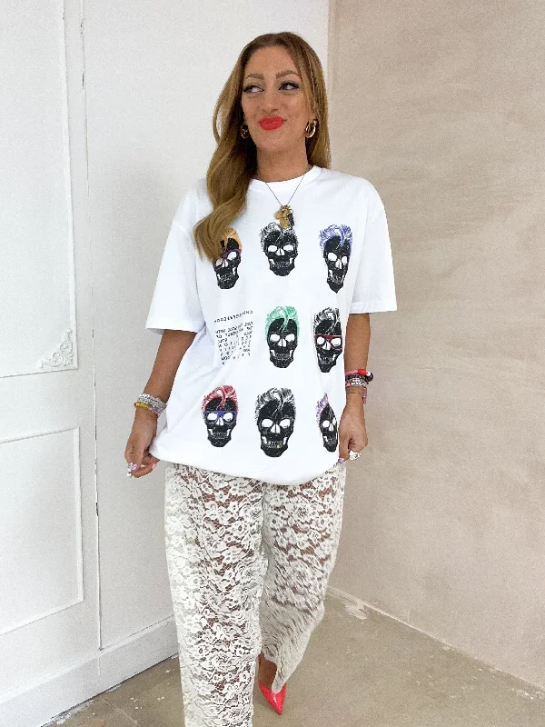 Rebel Skull Repeat T-Shirt In White