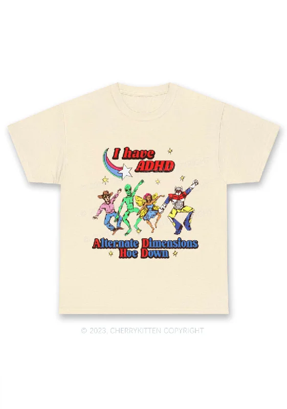 I Have ADHD Cartoon Characters Y2K Chunky Shirt Cherrykitten