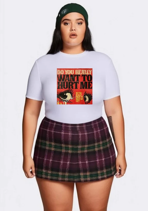 Curvy You Want Hurt Me Y2K Baby Tee Cherrykitten