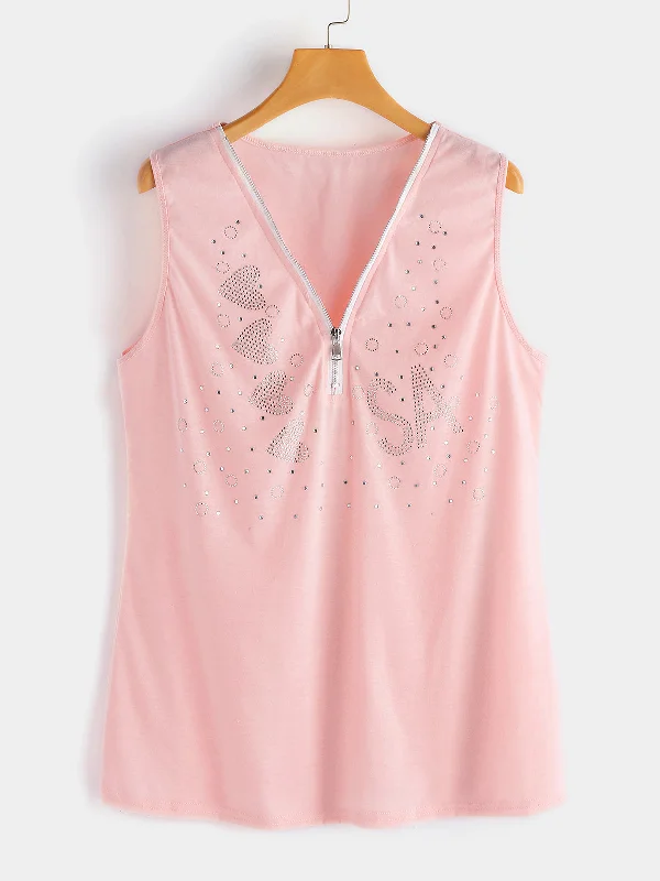 OEM ODM V-Neck Glitter Sleeveless Plus Size Tops