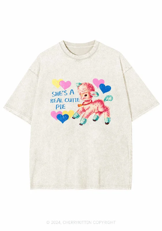 She's A Real Cutie Pie Y2K Washed Tee Cherrykitten