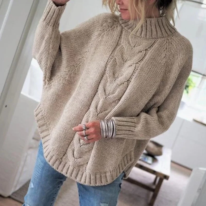 New Women's Pullover Sweater Loose European American Idle Style Turtleneck