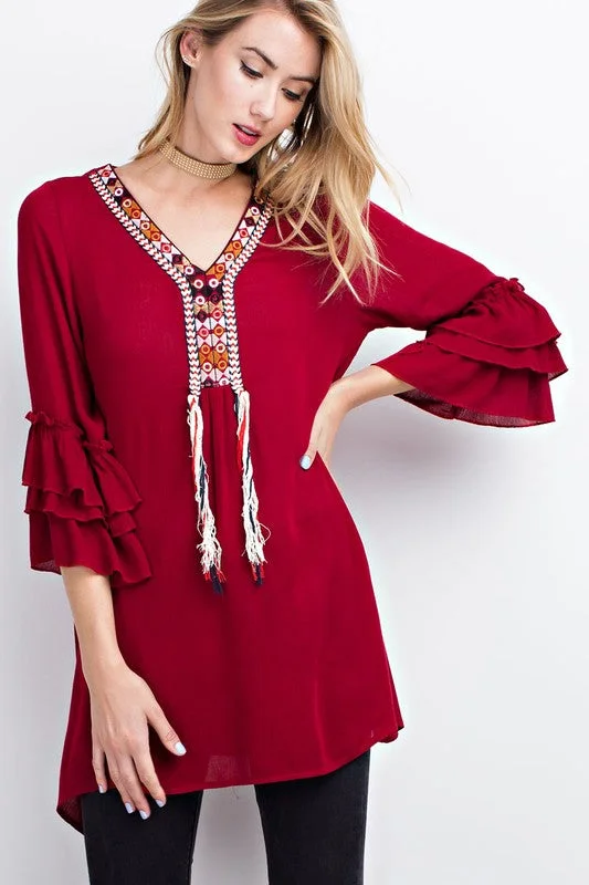 Tribal Print Neckline A-Line Dress