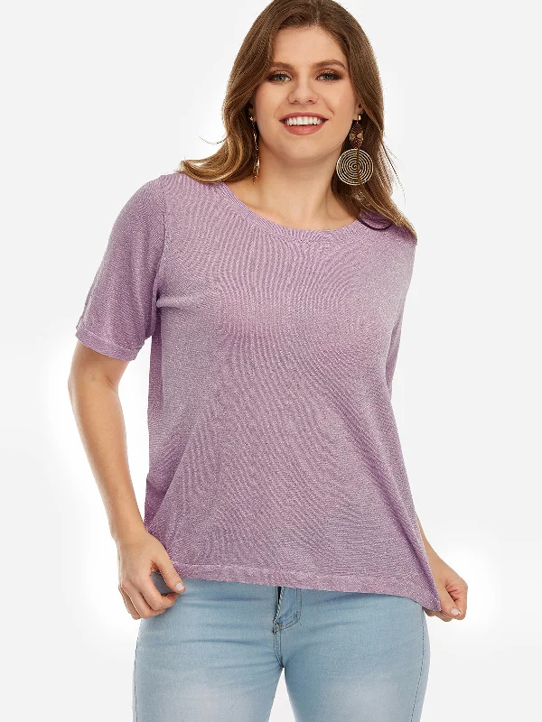 OEM ODM Round Neck Plain Short Sleeve Plus Size Tops