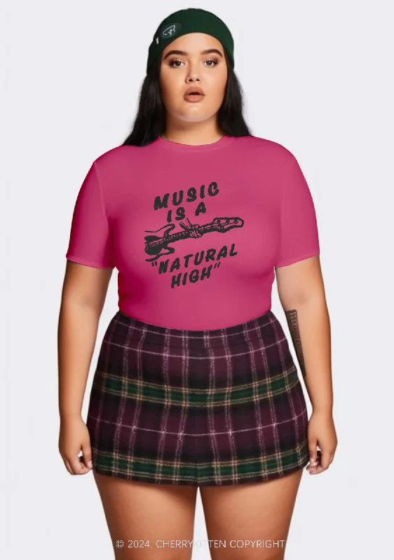 Curvy Music Is A Natural High Y2K Baby Tee Cherrykitten