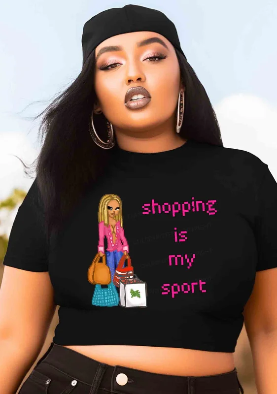 Curvy Shopping Is My Sport Y2K Baby Tee Cherrykitten