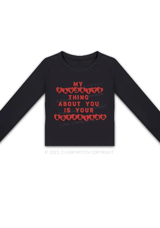 My Favorite Thing Is Your Boyfriend Y2K Long Sleeve Crop Top Cherrykitten