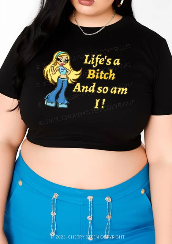 Curvy Life's A Bxxch And So Am I Y2K Baby Tee Cherrykitten