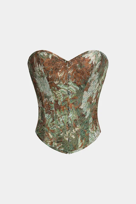 Floral Print Strapless Tie Back Tube Top