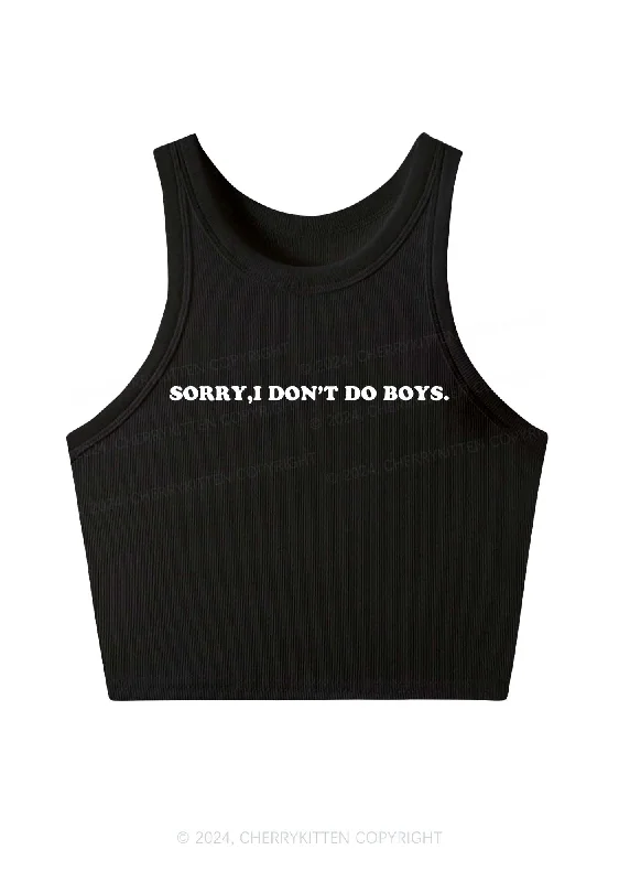 Sorry I Don't Do Boys Y2K Crop Tank Top Cherrykitten