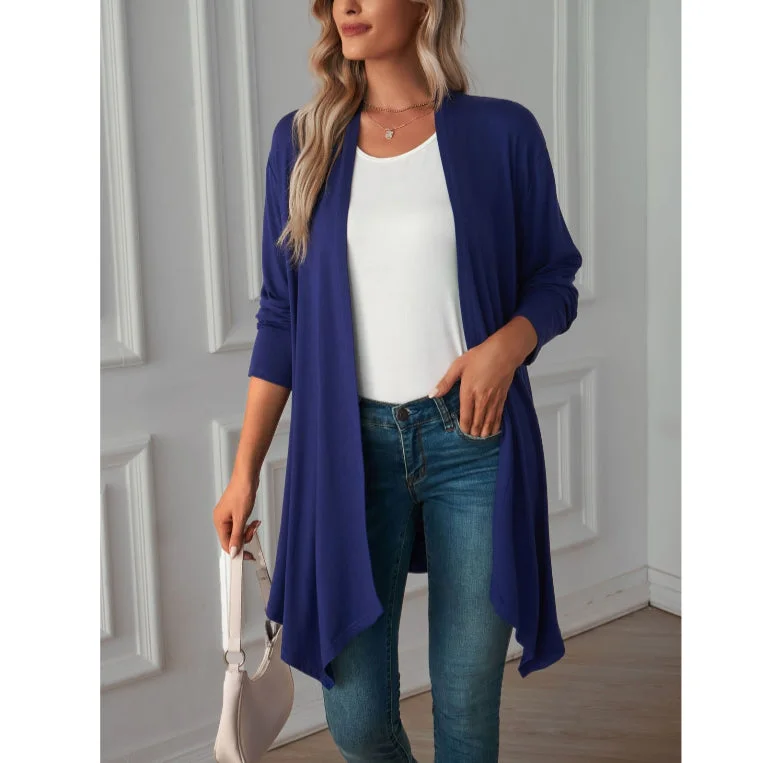 Casual Solid Color Long-Sleeved Loose Wholesale Cardigan