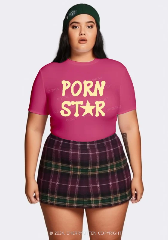 Curvy Pxrn Star Y2K Baby Tee Cherrykitten