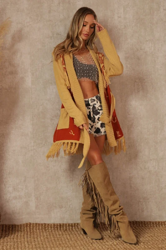 Rodeo fringe open cardigan